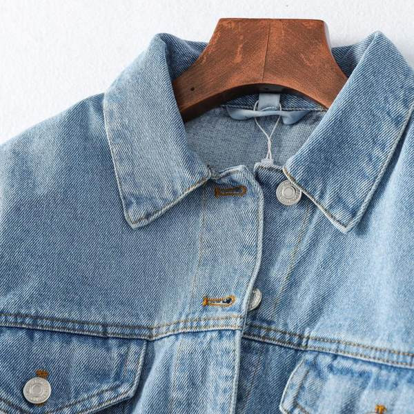 Uus mudel elastse vöökohaga sügisene teksajakk