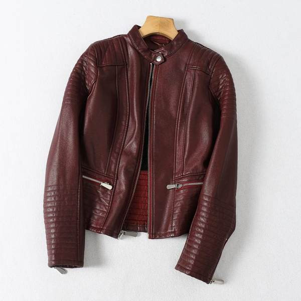 Modern eko bőr kabát cipzárral nőknek