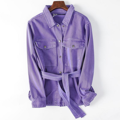 Naiste teksasärk taskute ja vööga