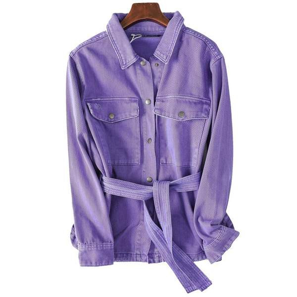 Naiste teksasärk taskute ja vööga