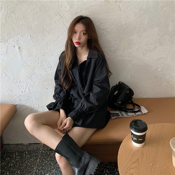 Μοντέρνο γυναικείο κοντό λεπτό παλτό με κορδόνια