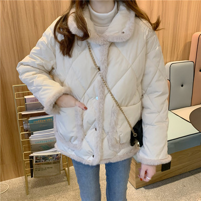 Moodne kõrge krae ja nööpidega naiste jope