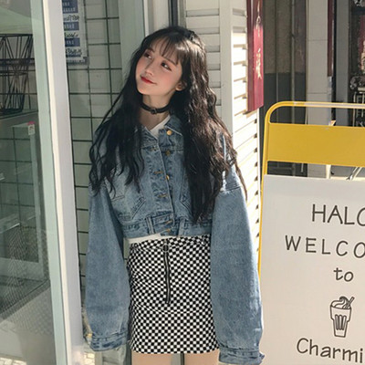 Moodne naiste lühike lai teksajakk