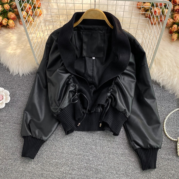 Geaca de toamna de dama cu sireturi si maneci lungi