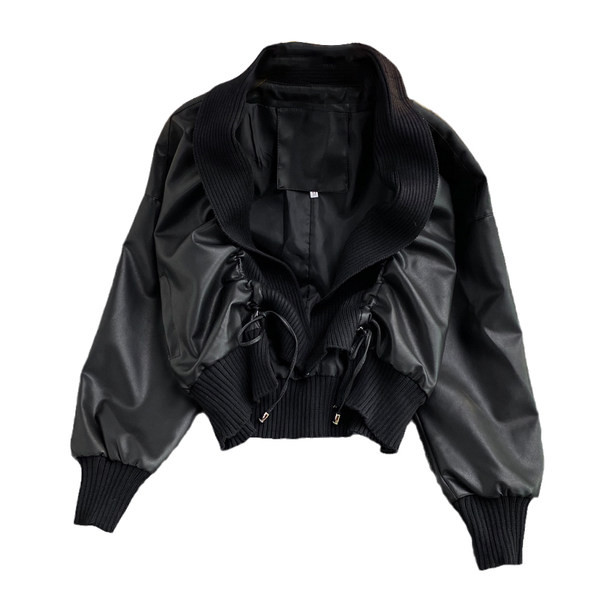 Geaca de toamna de dama cu sireturi si maneci lungi