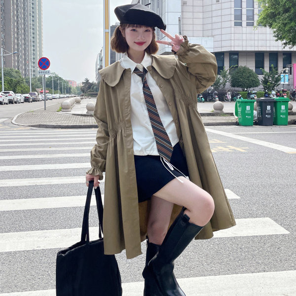 Stílusos női vékony hosszú kabát modell