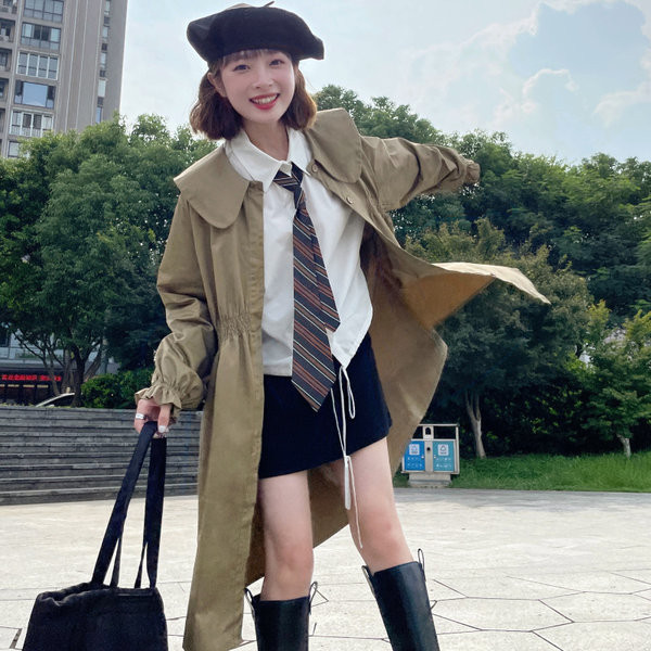 Stílusos női vékony hosszú kabát modell