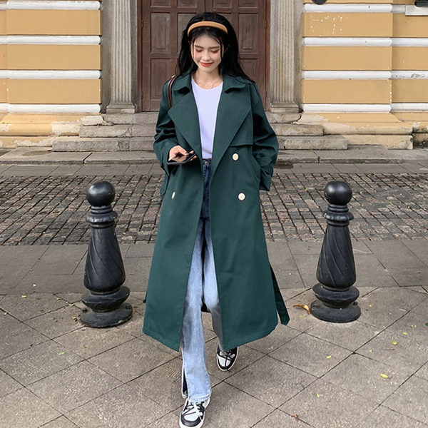 Praegune naiste õhukese mantli lai vööga mudel