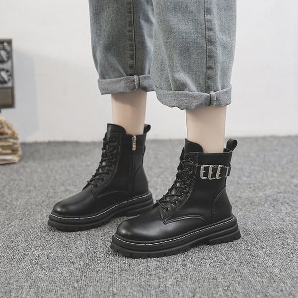 Ghete de dama moderne din piele ecologica cu catarama