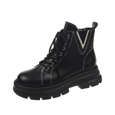 Casual γυναικείες μπότες με κορδόνια και επίπεδη σόλα