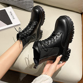 Ghete de dama moderne din piele cu talpa aspra si sireturi