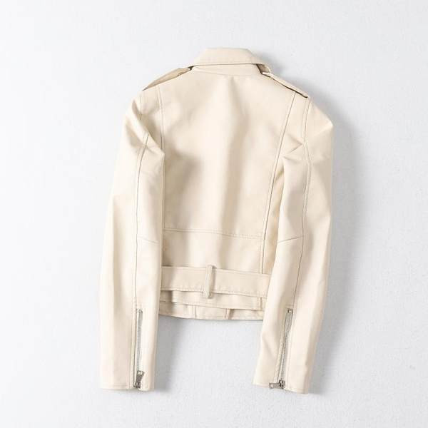 Μοντέρνο έκο δερμάτινο μπουφάν με φερμουάρ και ασύμμετρη στερέωση