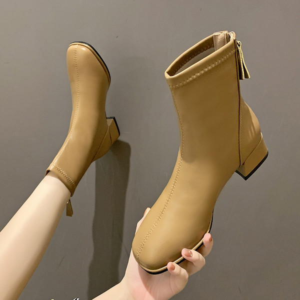 Eko bőrből készült alkalmi női csizma cipzárral