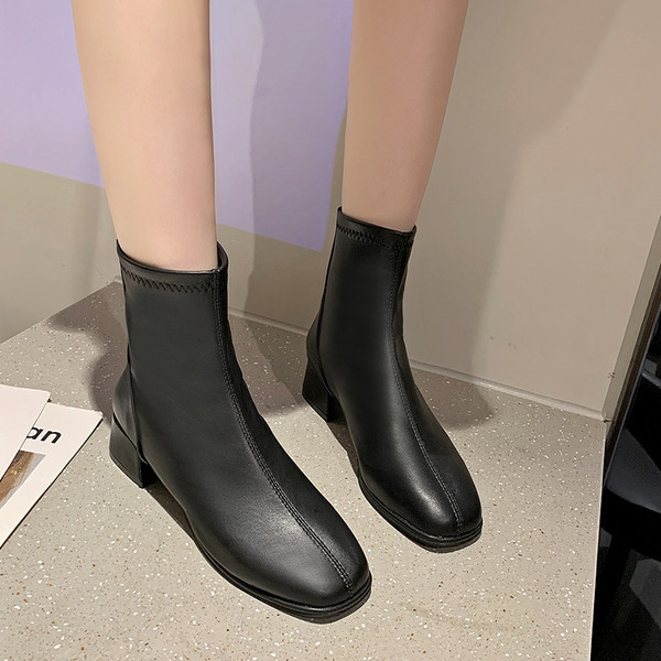 Eko bőrből készült alkalmi női csizma cipzárral