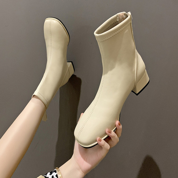 Eko bőrből készült alkalmi női csizma cipzárral