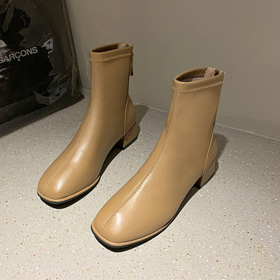 Cizme moderne de dama din piele ecologica cu fermoar