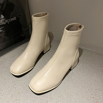 Cizme moderne de dama din piele ecologica cu fermoar