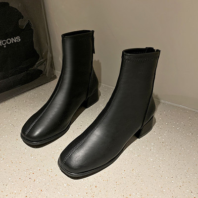 Cizme moderne de dama din piele ecologica cu fermoar