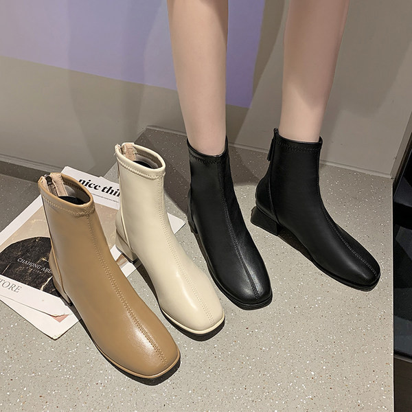 Cizme moderne de dama din piele ecologica cu fermoar