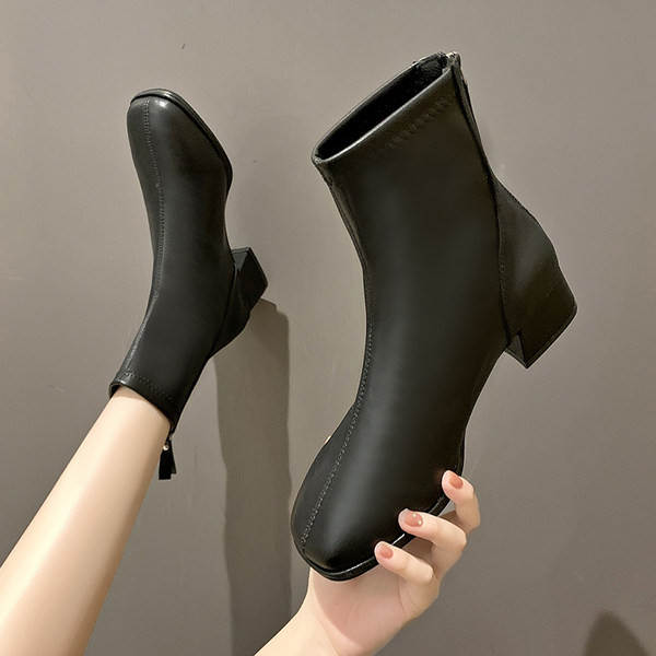 Cizme moderne de dama din piele ecologica cu fermoar