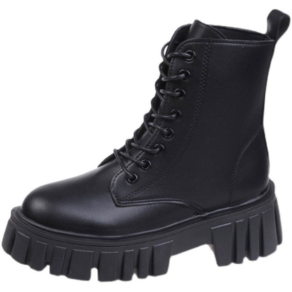 Öko bőrből készült, durva talpú, fűzős női alkalmi csizma