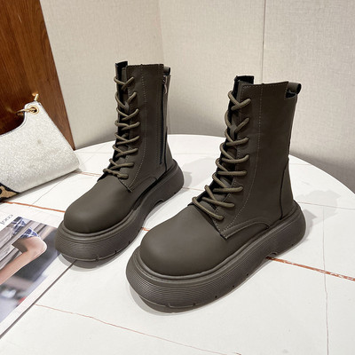 Öko-nahast naiste saapad paelte ja lukuga