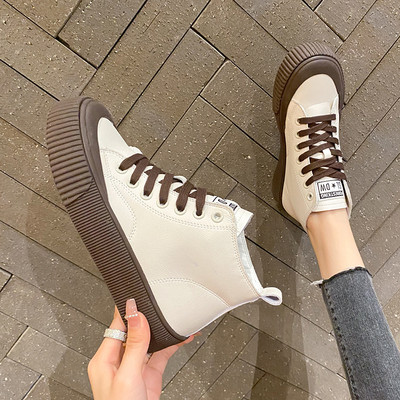 Casual γυναικείες μπότες με κορδόνια και επίπεδη σόλα