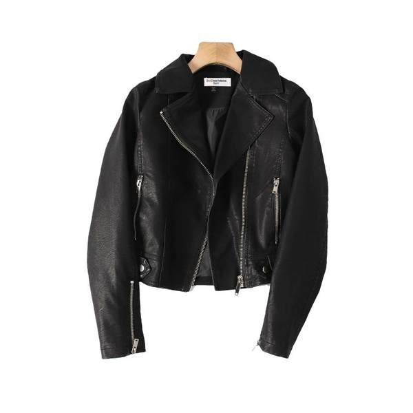 Κοντό φθινοπωρινό μπουφάν με φερμουάρ και ασύμμετρο κούμπωμα