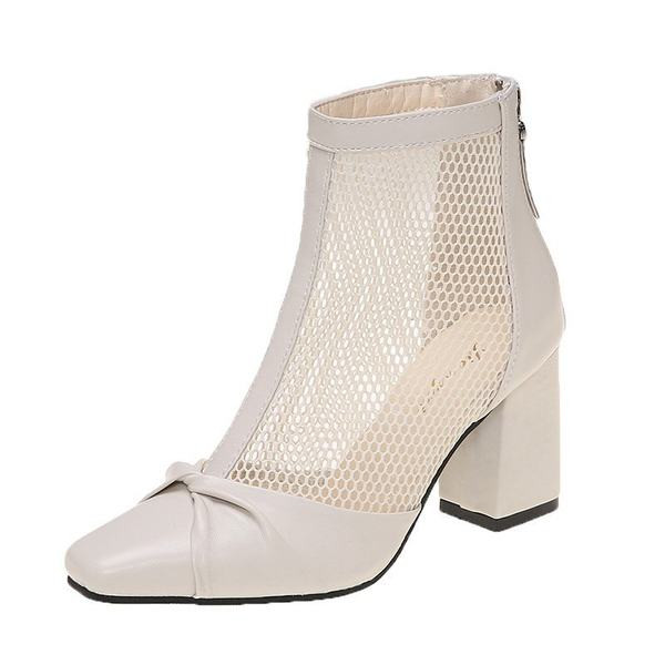 Eko bőrből készült modern női csizma vastag sarokkal