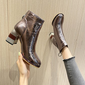 Stiilsed paksu kontsa ja lukuga naiste saapad