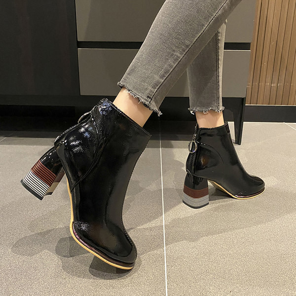 Stiilsed paksu kontsa ja lukuga naiste saapad