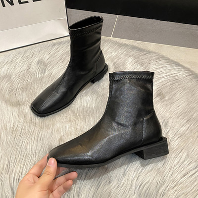 Γυναικείες μπότες επίκαιρες από καθαρό οικολογικό δέρμα