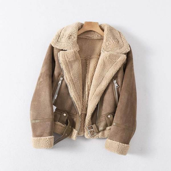 Öko bőrből készült őszi kabát pehelytal