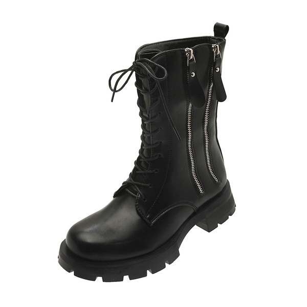 Női csizma cipzárral és fűzővel