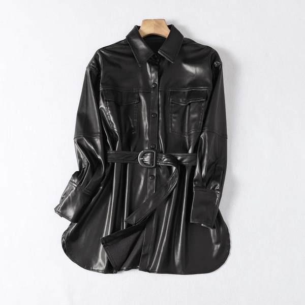 Őszi bőrdzseki típusú ing övvel