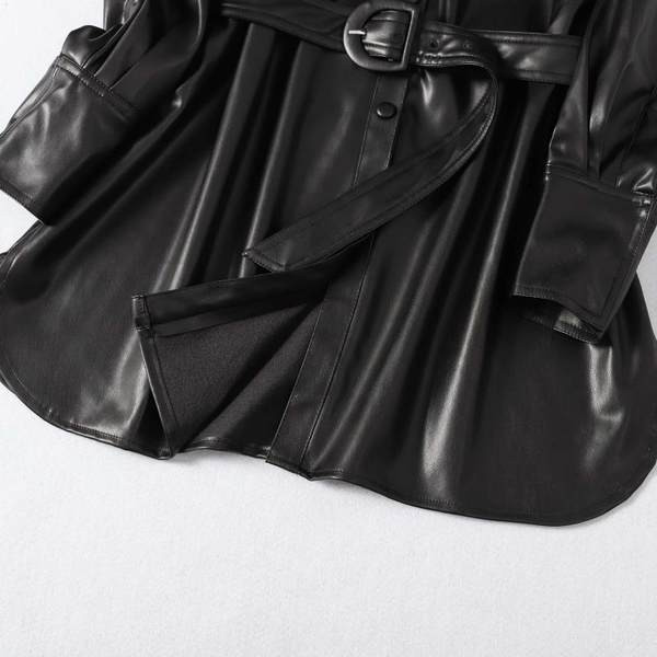 Őszi bőrdzseki típusú ing övvel