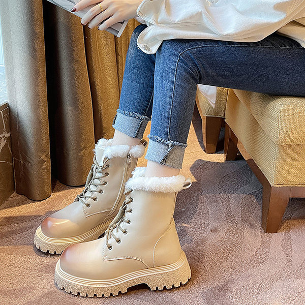 Női csizma műbőrből és fűzőből - két színben