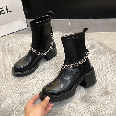 Női bőr magasítás fém lánccal