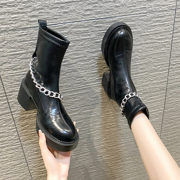 Női bőr magasítás fém lánccal