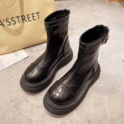 Cizme de dama din piele cu fermoar