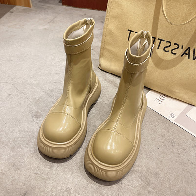 Cizme de dama din piele cu fermoar