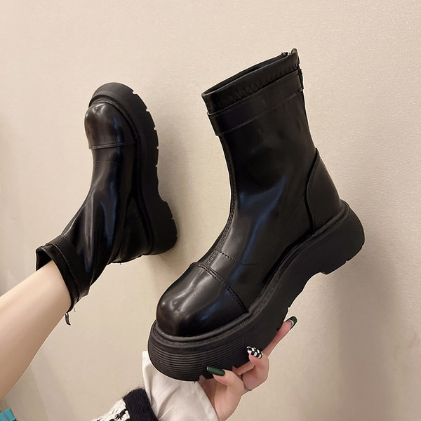 Cizme de dama din piele cu fermoar