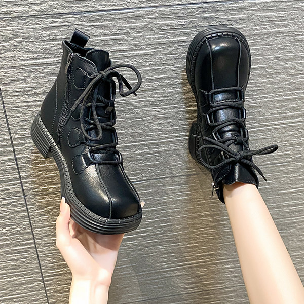 Ženske zimske čizme sa vezicama i patentnim zatvaračem