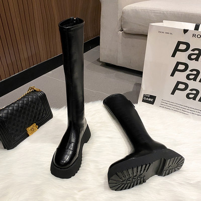 Ženske kožne čizme s platformom 5,5 cm