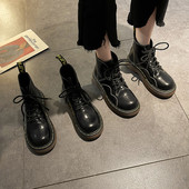 Cizme casual de dama din imitatie de piele neagra