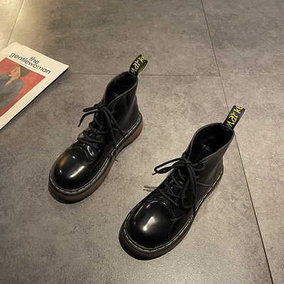 Cizme casual de dama din imitatie de piele neagra