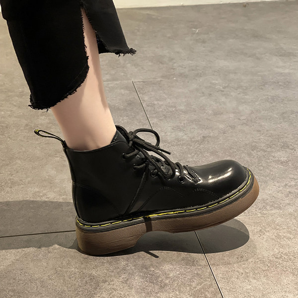 Cizme casual de dama din imitatie de piele neagra