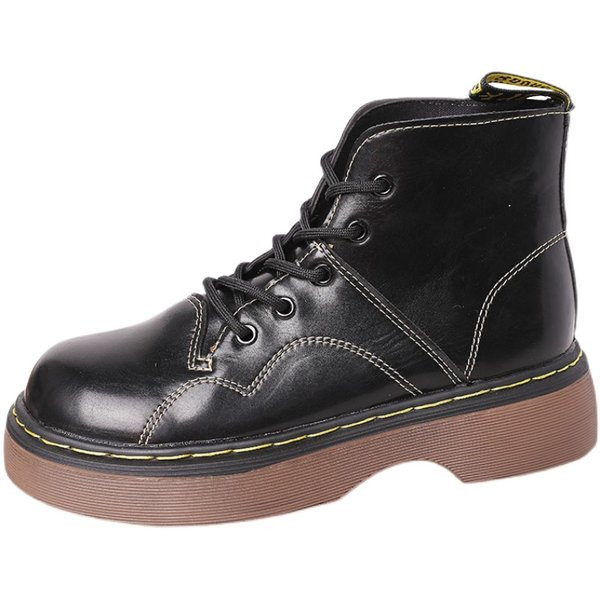 Cizme casual de dama din imitatie de piele neagra