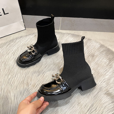 Ženske čizme sa metalnim lancem - tip čarape