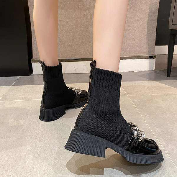 Ženske čizme sa metalnim lancem - tip čarape